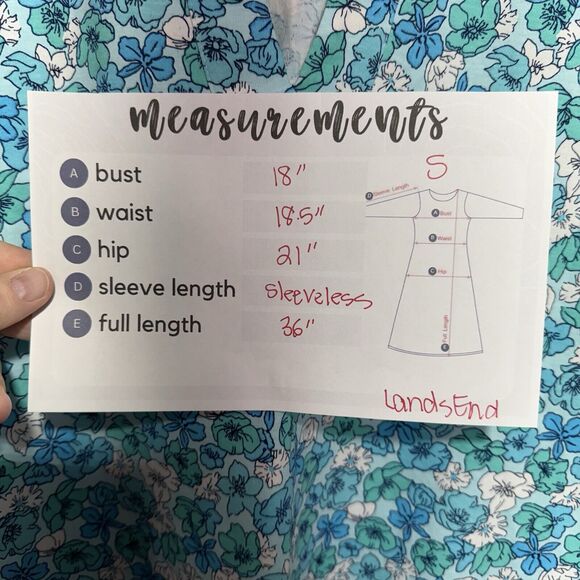 Lands’ End Women’s Sleeveless Floral Shift Dress Size S 6-8 Aqua Blue - Picture 8 of 8